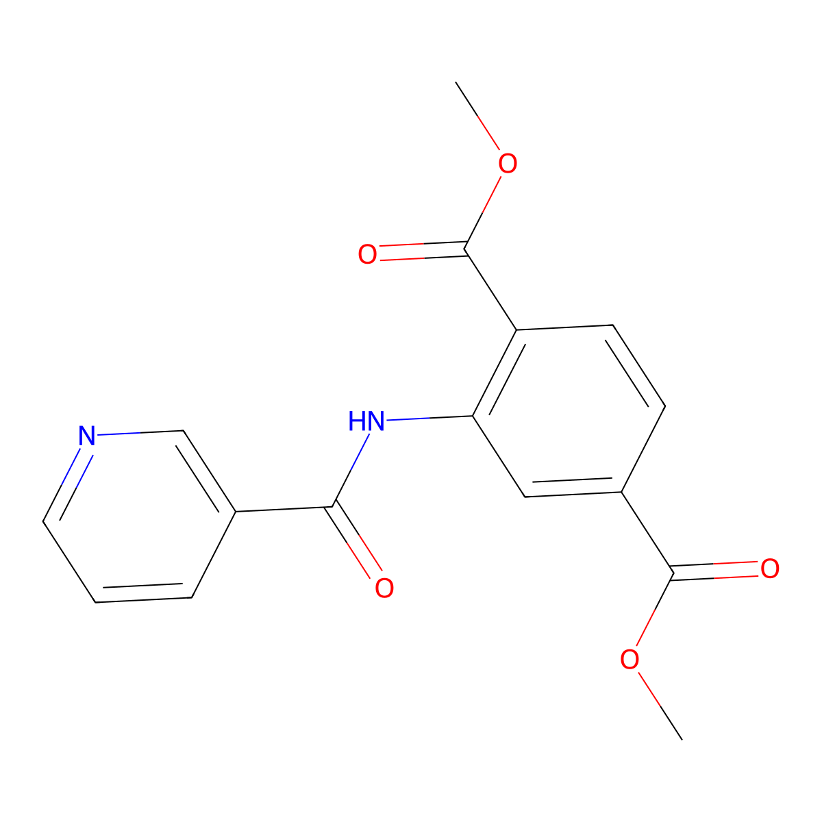 Dimethyl 2-(pyridine-3-carbonylamino)benzene-1,4-dicarboxylate molecular structure, CAS 330466-49-4