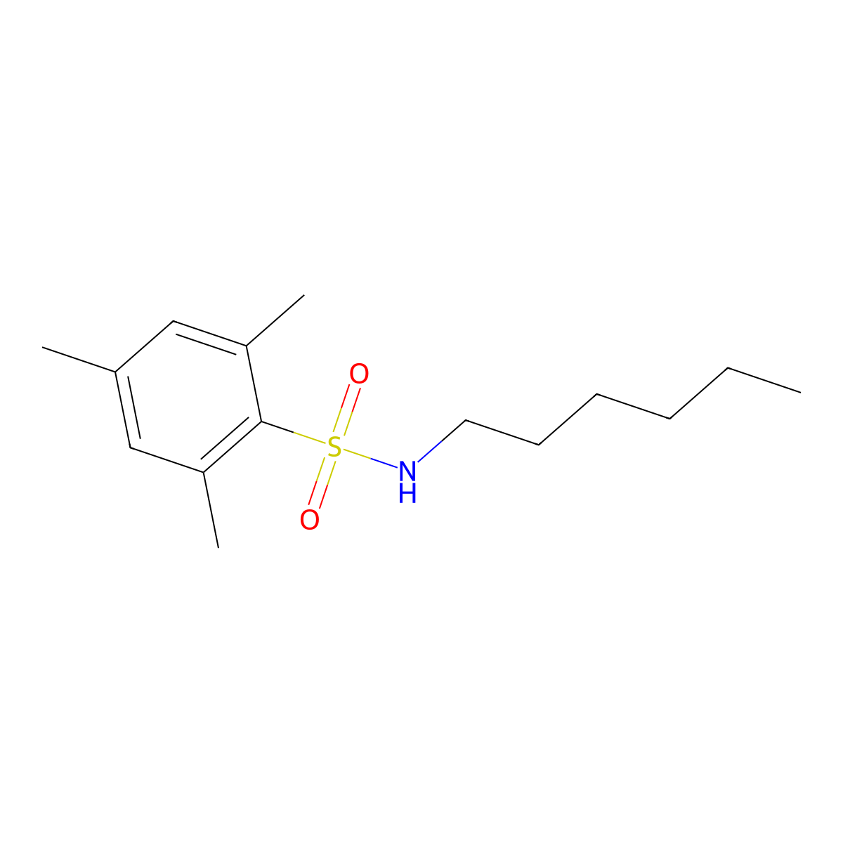 N-hexyl-2,4,6-trimethylbenzenesulfonamide molecular structure, CAS 330467-62-4