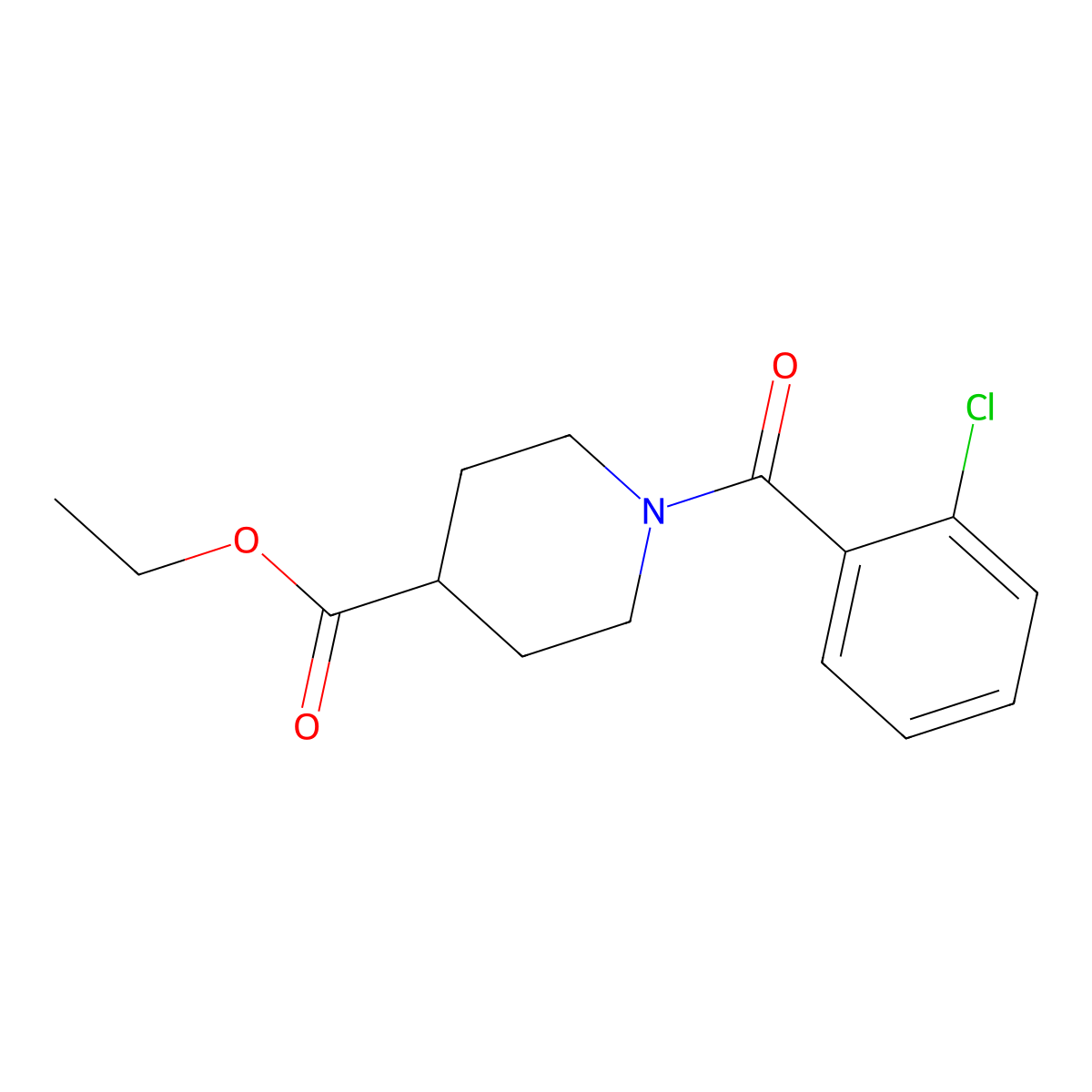 Ethyl 1-(2-chlorobenzoyl)-4-piperidinecarboxylate molecular structure, CAS 330467-74-8