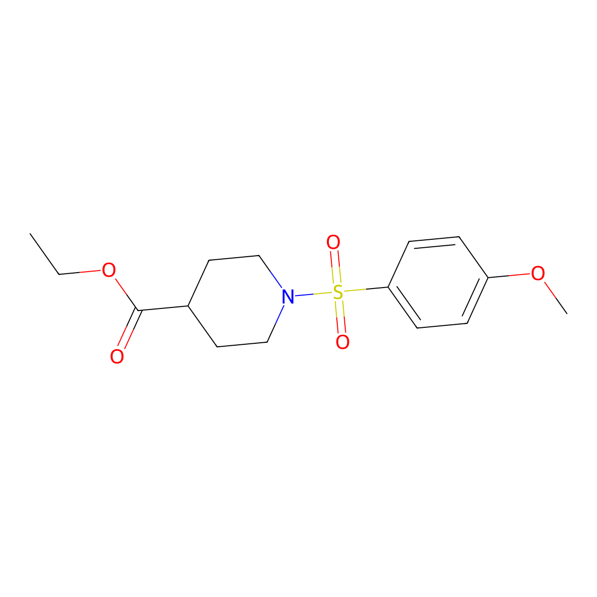 Ethyl 1-(4-methoxyphenyl)sulfonylpiperidine-4-carboxylate molecular structure, CAS 330467-88-4