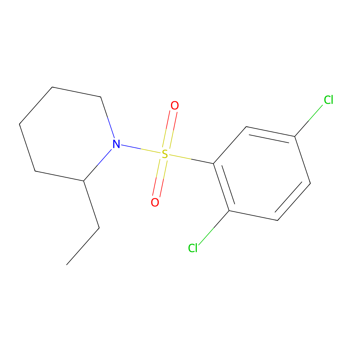 1-(2,5-Dichlorophenyl)sulfonyl-2-ethylpiperidine molecular structure, CAS 330467-89-5