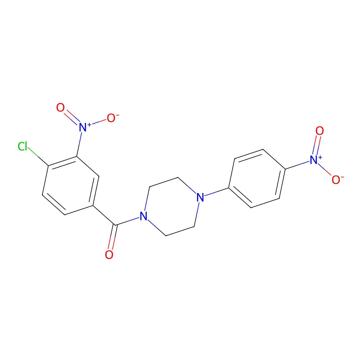 1-({4-Chloro-3-nitrophenyl}carbonyl)-4-{4-nitrophenyl}piperazine molecular structure, CAS 330468-22-9