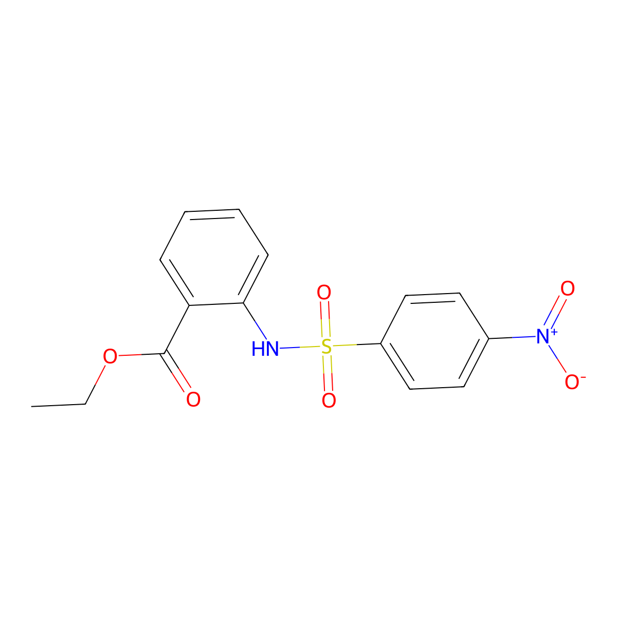Ethyl 2-[({4-nitrophenyl}sulfonyl)amino]benzoate molecular structure, CAS 330468-48-9