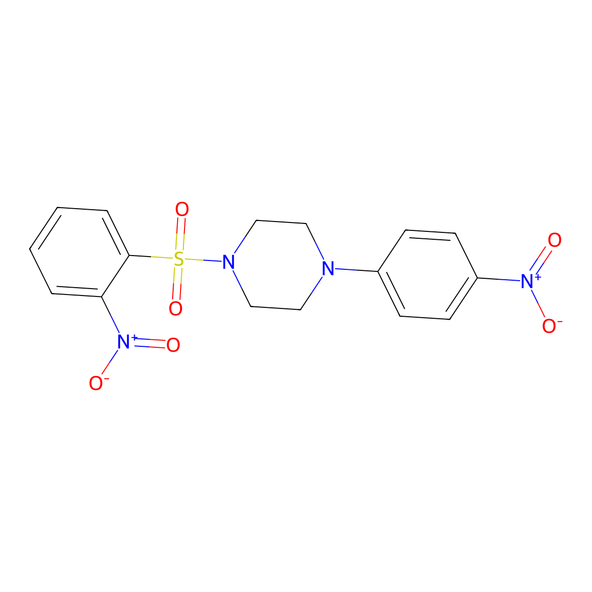 1-(4-Nitrophenyl)-4-(2-nitrophenyl)sulfonylpiperazine molecular structure, CAS 330468-55-8