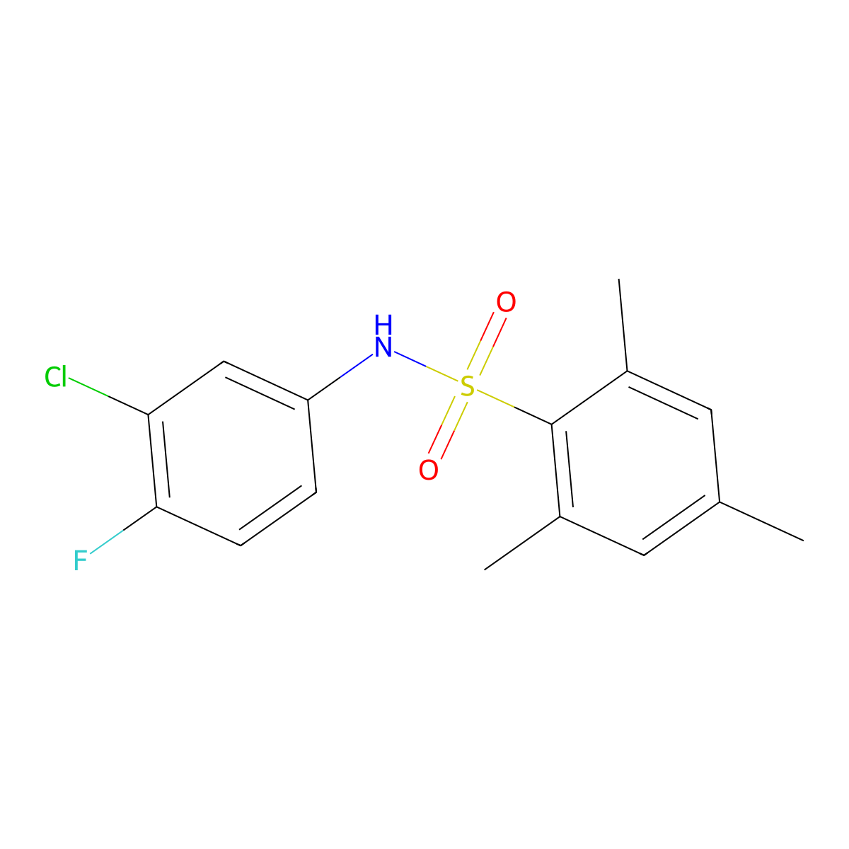 N-(3-chloro-4-fluorophenyl)-2,4,6-trimethylbenzenesulfonamide molecular structure, CAS 330468-58-1