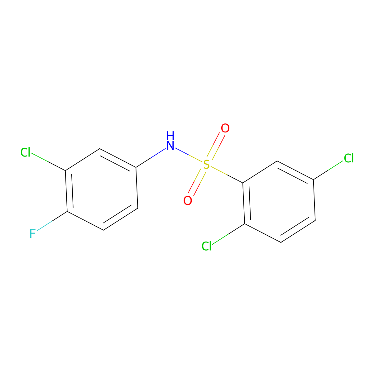 2,5-dichloro-N-(3-chloro-4-fluorophenyl)benzenesulfonamide molecular structure, CAS 330468-69-4