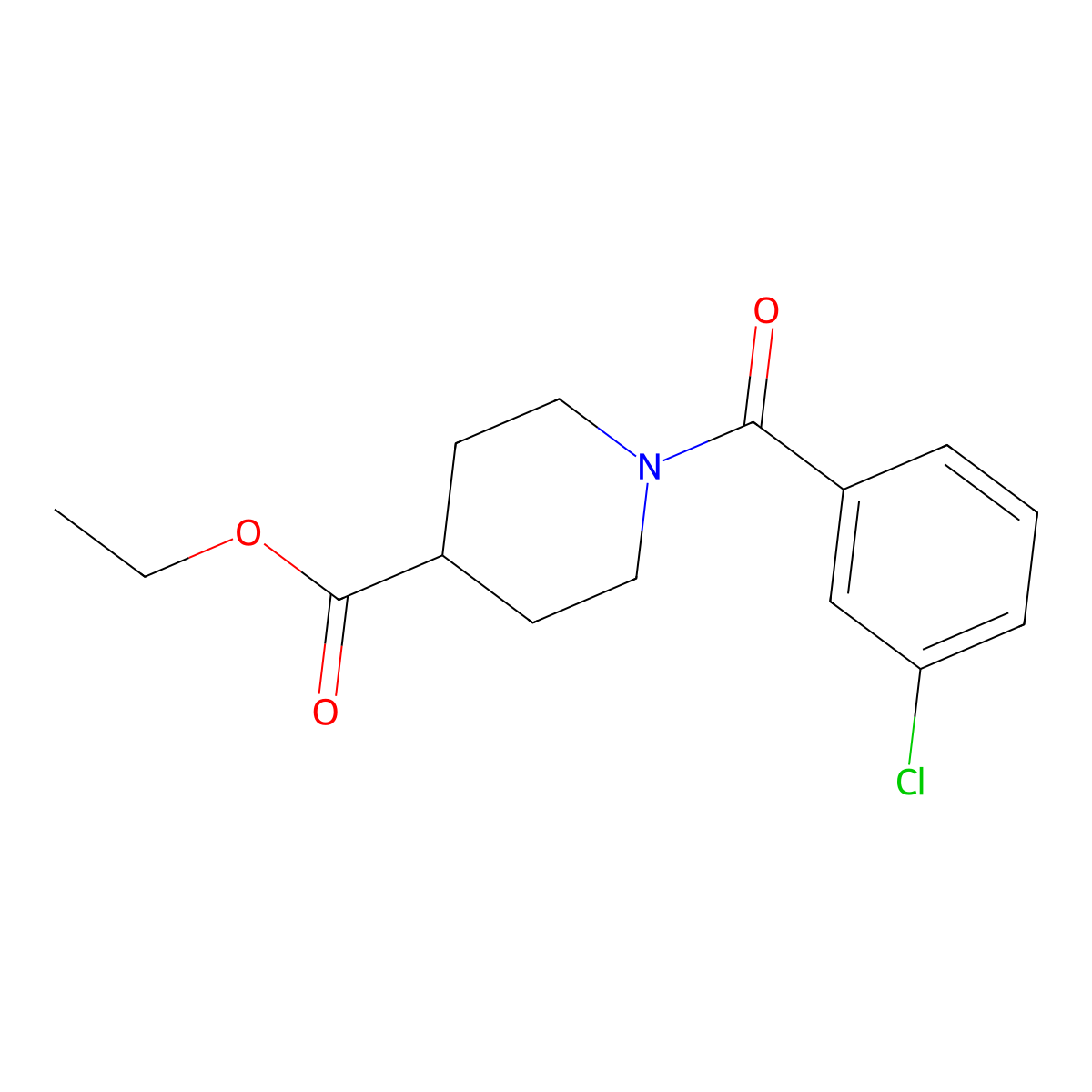 Ethyl 1-(3-chlorobenzoyl)-4-piperidinecarboxylate molecular structure, CAS 330468-97-8