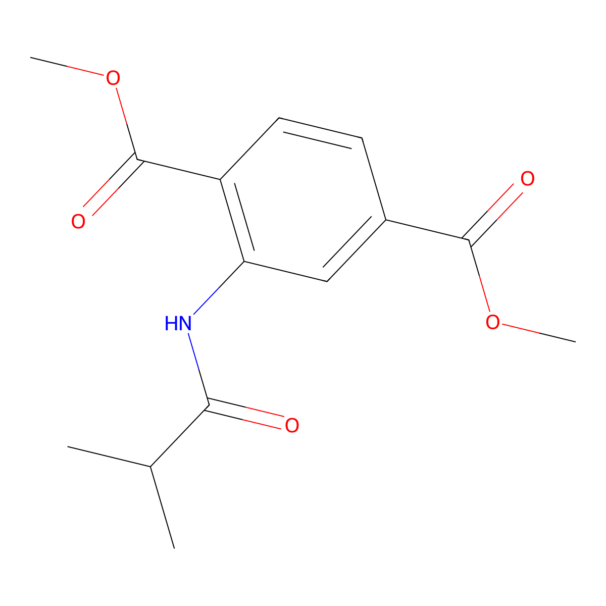 Dimethyl 2-(isobutyrylamino)terephthalate molecular structure, CAS 330469-37-9
