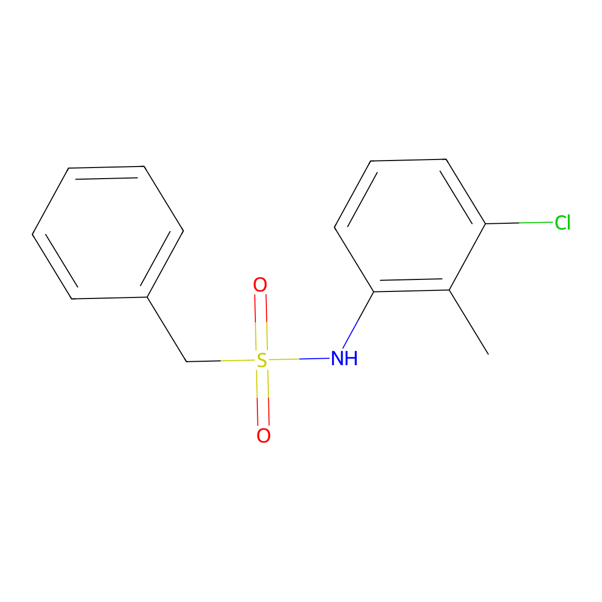 N-(3-chloro-2-methylphenyl)-1-phenylmethanesulfonamide molecular structure, CAS 330469-50-6