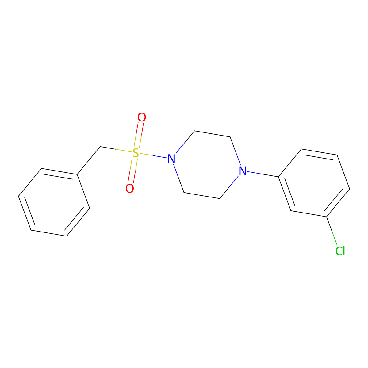1-Benzylsulfonyl-4-(3-chlorophenyl)piperazine molecular structure, CAS 330469-55-1