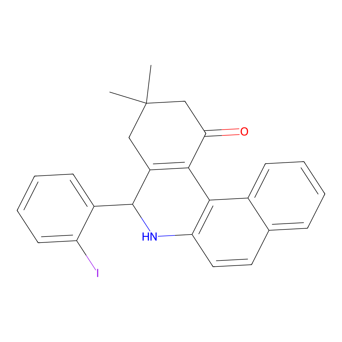 5-(2-iodophenyl)-3,3-dimethyl-3,4,5,6-tetrahydrobenzo[a]phenanthridin-1(2H)-one molecular structure, CAS 330472-32-7
