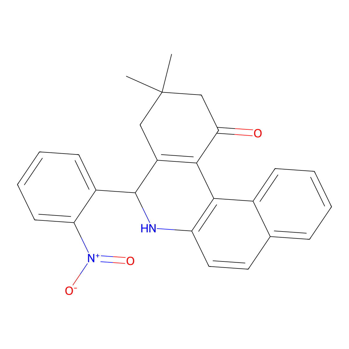 5-{2-nitrophenyl}-3,3-dimethyl-3,4,5,6-tetrahydrobenzo[a]phenanthridin-1(2H)-one molecular structure, CAS 330472-34-9
