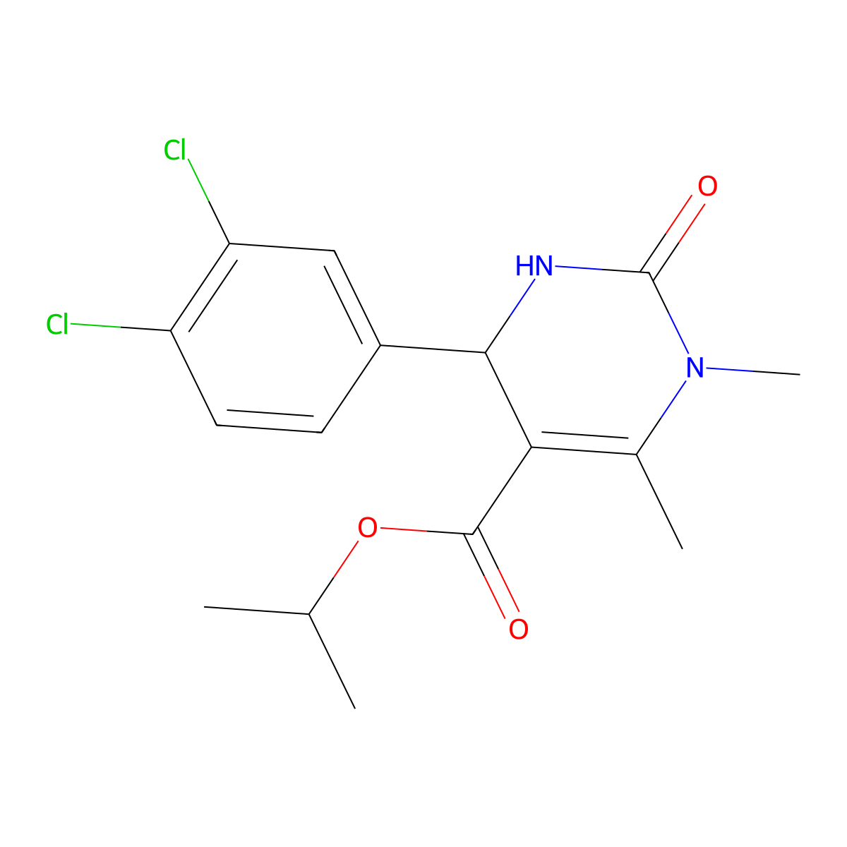 Isopropyl 4-(3,4-dichlorophenyl)-1,6-dimethyl-2-oxo-1,2,3,4-tetrahydropyrimidine-5-carboxylate molecular structure, CAS 330472-46-3