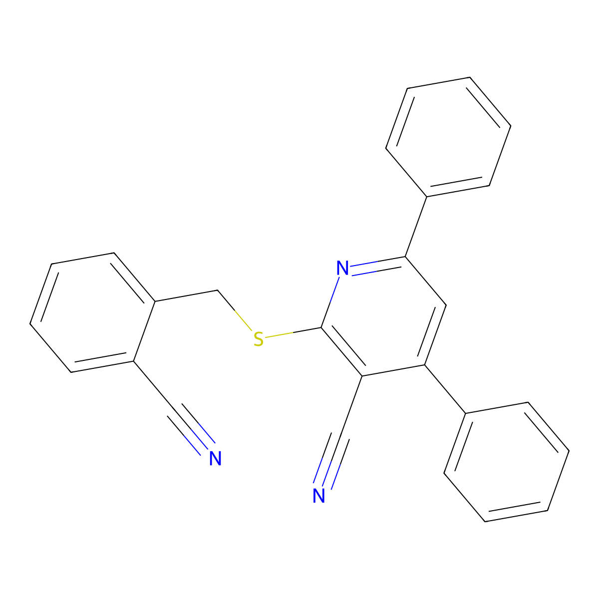 2-[(2-Cyanobenzyl)sulfanyl]-4,6-diphenylnicotinonitrile molecular structure, CAS 330472-82-7