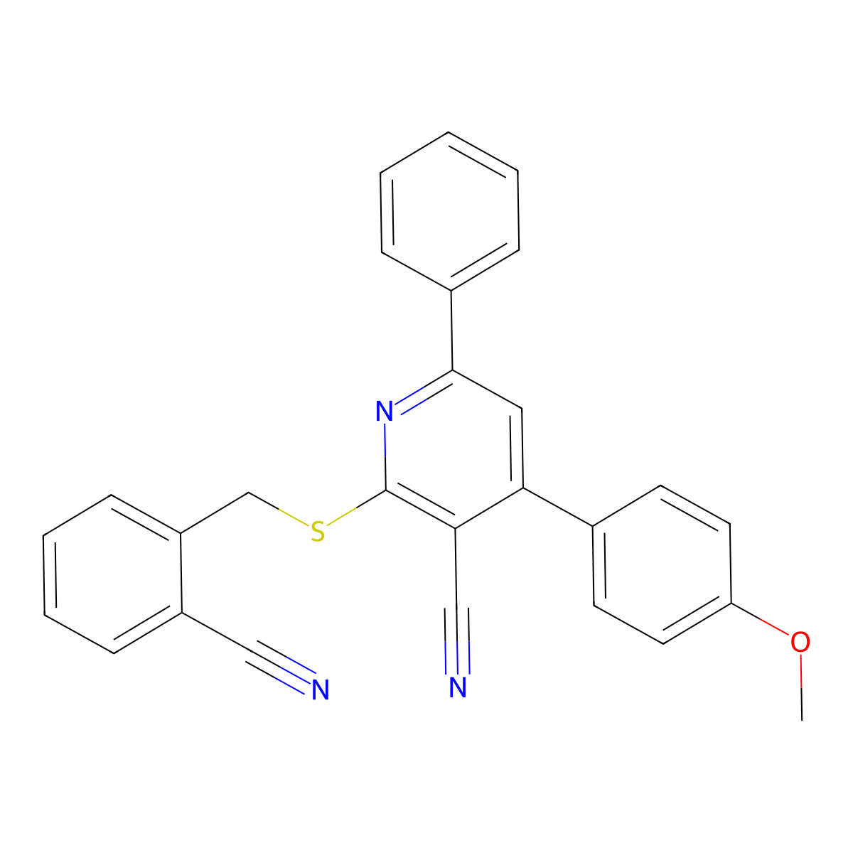 2-[(2-Cyanobenzyl)sulfanyl]-4-(4-methoxyphenyl)-6-phenylnicotinonitrile molecular structure, CAS 330472-83-8