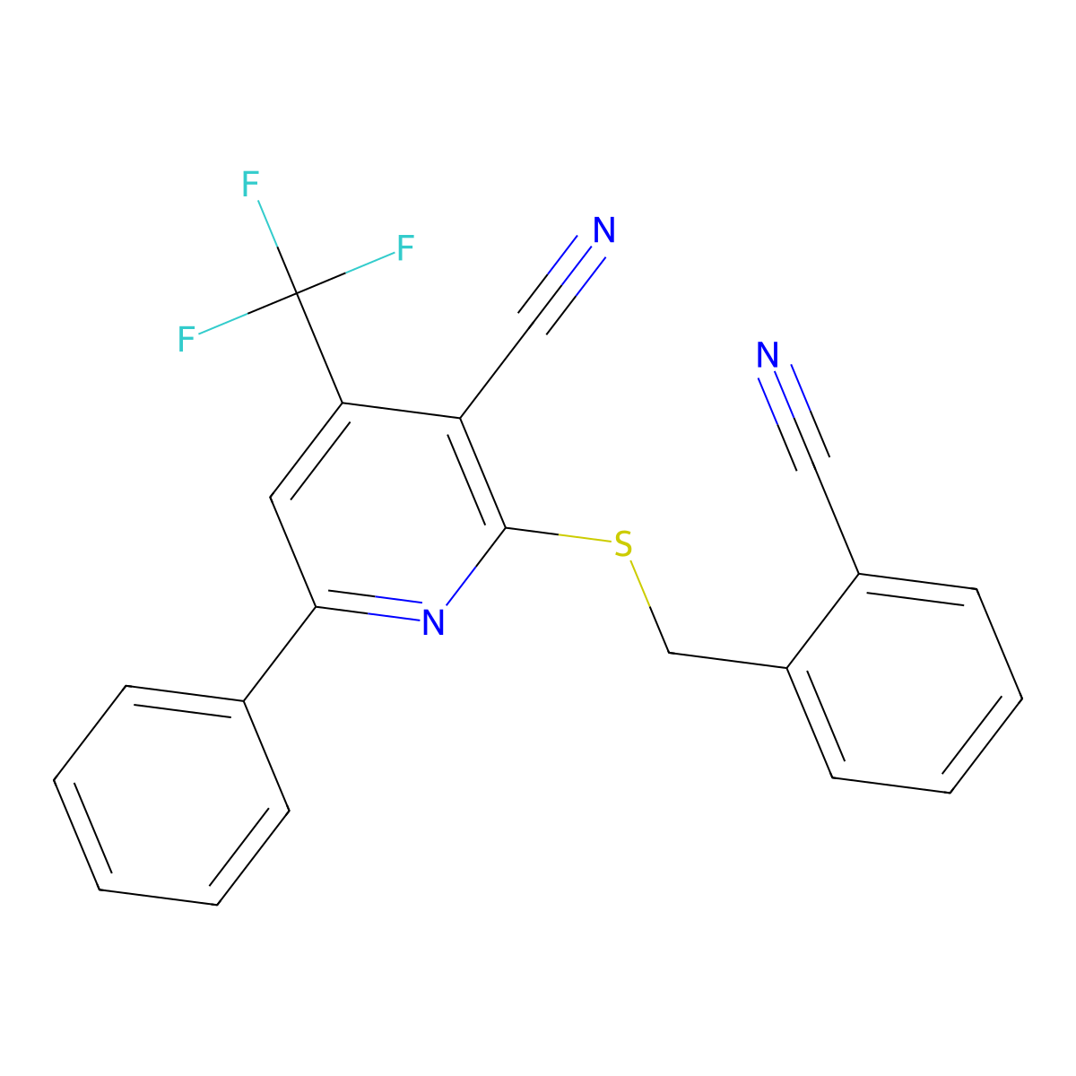 2-[(2-Cyanobenzyl)sulfanyl]-6-phenyl-4-(trifluoromethyl)nicotinonitrile molecular structure, CAS 330472-99-6