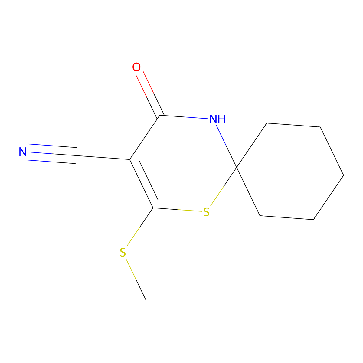 2-(Methylthio)-4-oxo-1-thia-5-azaspiro[5.5]undec-2-ene-3-carbonitrile molecular structure, CAS 33050-20-3
