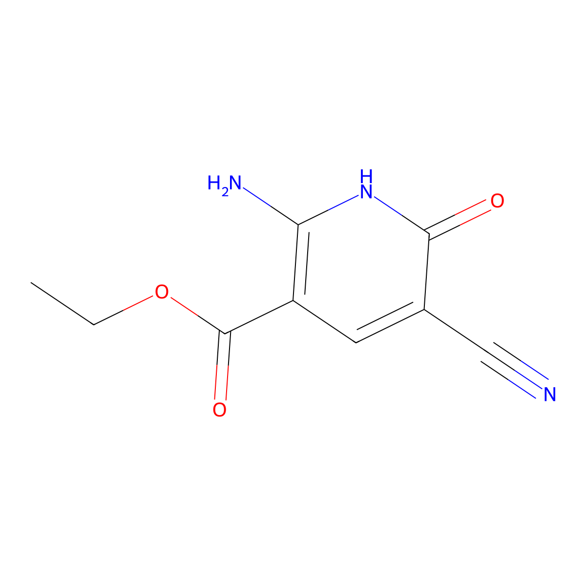 Ethyl 2-amino-5-cyano-6-oxo-1,6-dihydropyridine-3-carboxylate molecular structure, CAS 33053-68-8