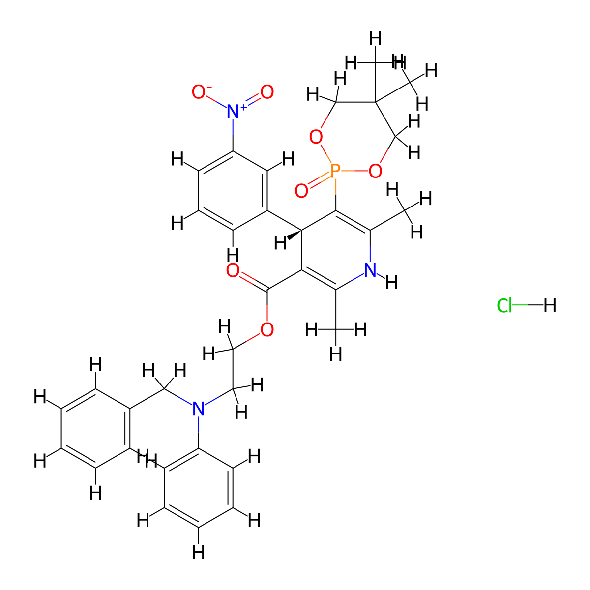 Efonidipine hydrochloride, (S)- molecular structure, CAS 330548-21-5