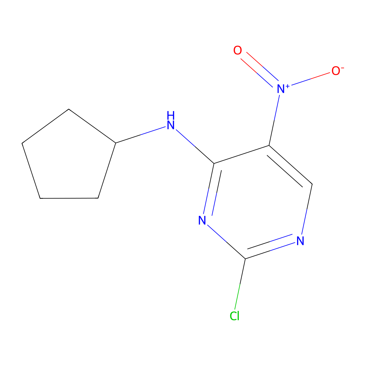 2-chloro-N-cyclopentyl-5-nitropyrimidin-4-amine molecular structure, CAS 330550-92-0
