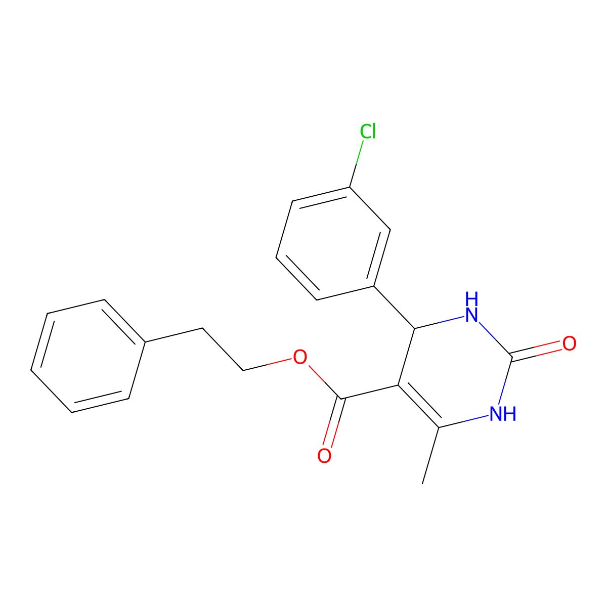 2-Phenylethyl 4-(3-chlorophenyl)-6-methyl-2-oxo-1,2,3,4-tetrahydropyrimidine-5-carboxylate molecular structure, CAS 330551-41-2