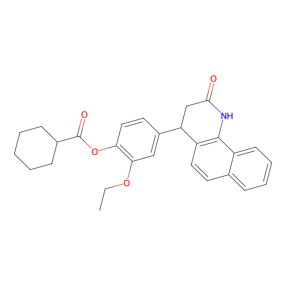 2-Ethoxy-4-(2-oxo-1,2,3,4-tetrahydrobenzo[h]quinolin-4-yl)phenyl cyclohexanecarboxylate molecular structure, CAS 330551-43-4