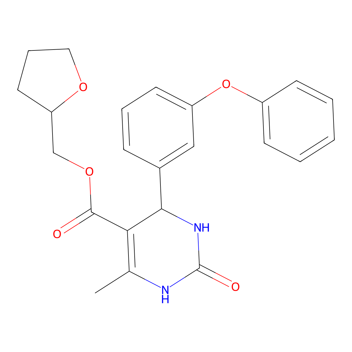 Tetrahydrofuran-2-ylmethyl 6-methyl-2-oxo-4-(3-phenoxyphenyl)-1,2,3,4-tetrahydropyrimidine-5-carboxylate molecular structure, CAS 330551-62-7