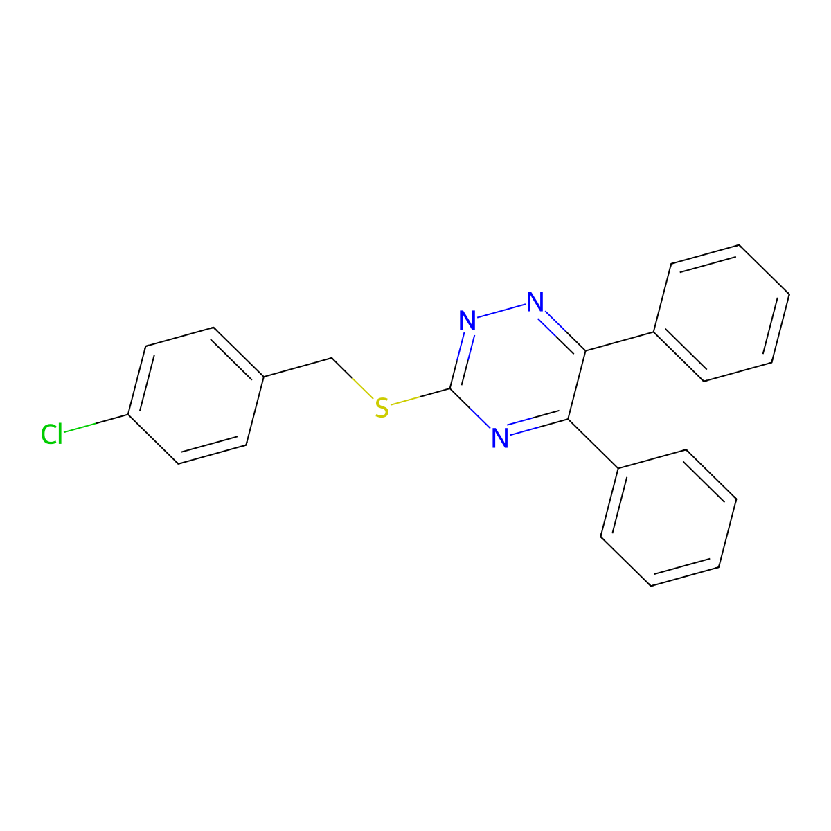 4-Chlorobenzyl 5,6-diphenyl-1,2,4-triazin-3-YL sulfide molecular structure, CAS 330551-81-0