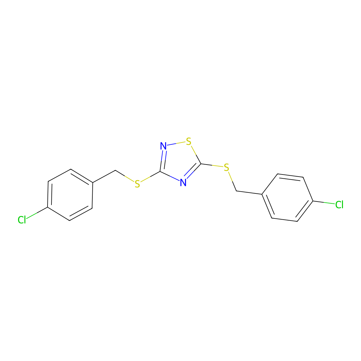 3,5-Bis((4-chlorobenzyl)thio)-1,2,4-thiadiazole molecular structure, CAS 330551-83-2