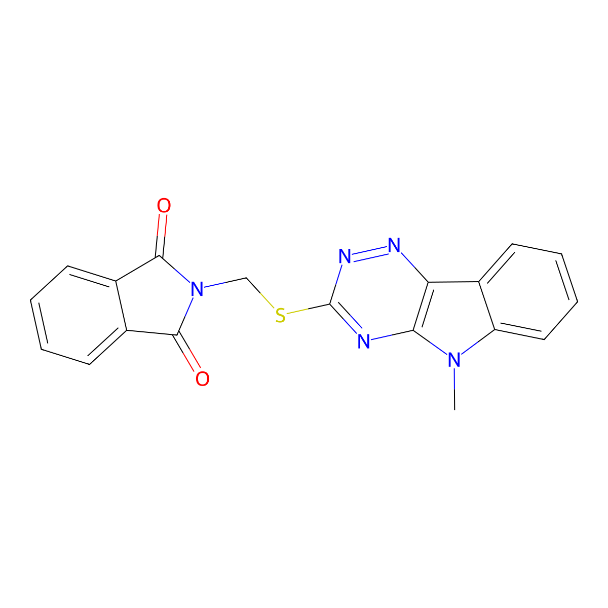 2-[(5-Methyl-[1,2,4]triazino[5,6-b]indol-3-yl)sulfanylmethyl]isoindole-1,3-dione molecular structure, CAS 330555-32-3
