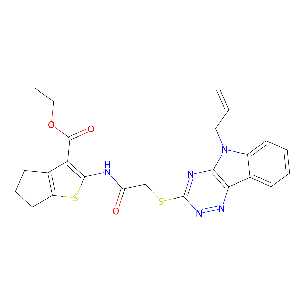 ethyl 2-({[(5-allyl-5H-[1,2,4]triazino[5,6-b]indol-3-yl)sulfanyl]acetyl}amino)-5,6-dihydro-4H-cyclopenta[b]thiophene-3-carboxylate molecular structure, CAS 330555-42-5