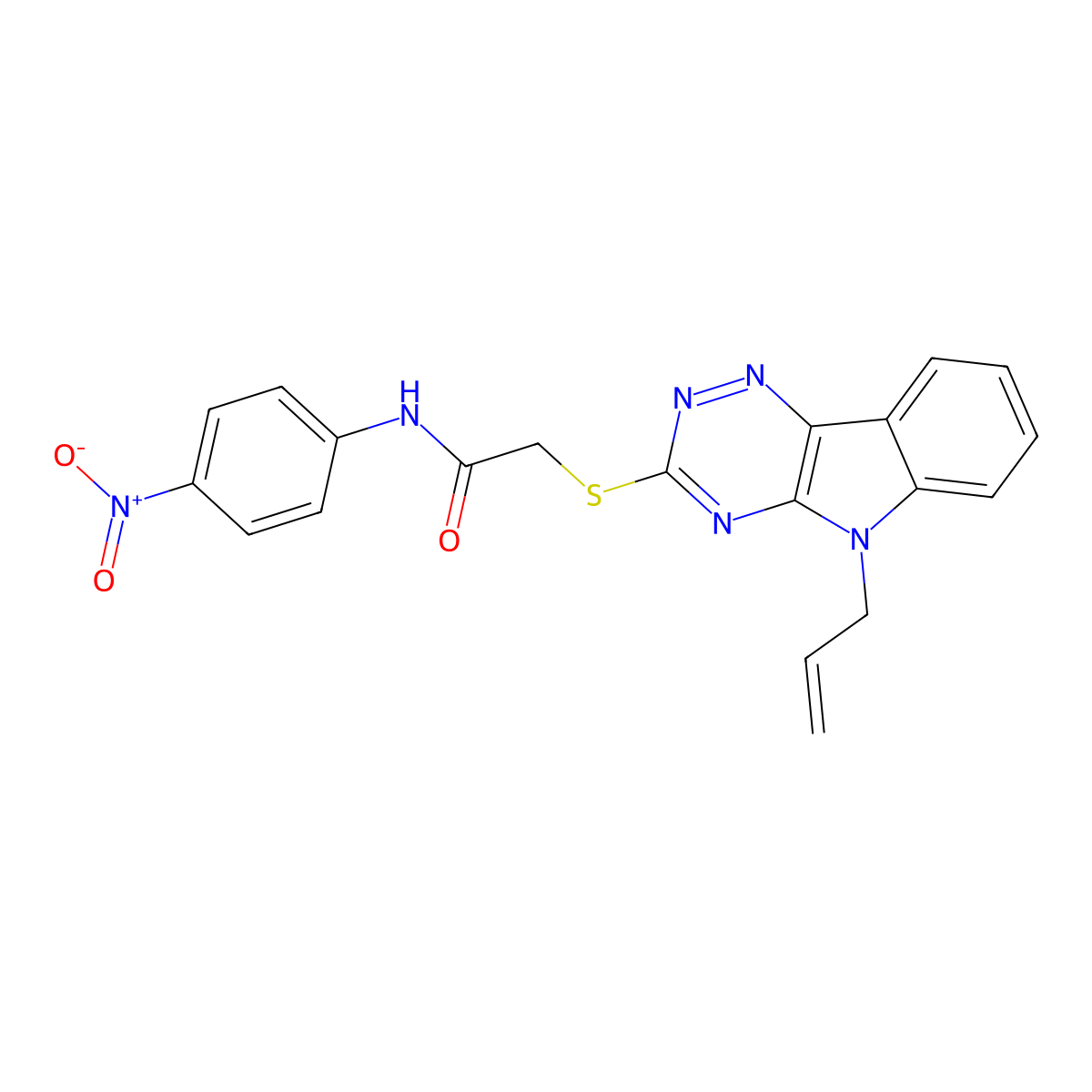 N-(4-nitrophenyl)-2-[(5-prop-2-enyl-[1,2,4]triazino[5,6-b]indol-3-yl)sulfanyl]acetamide molecular structure, CAS 330555-44-7