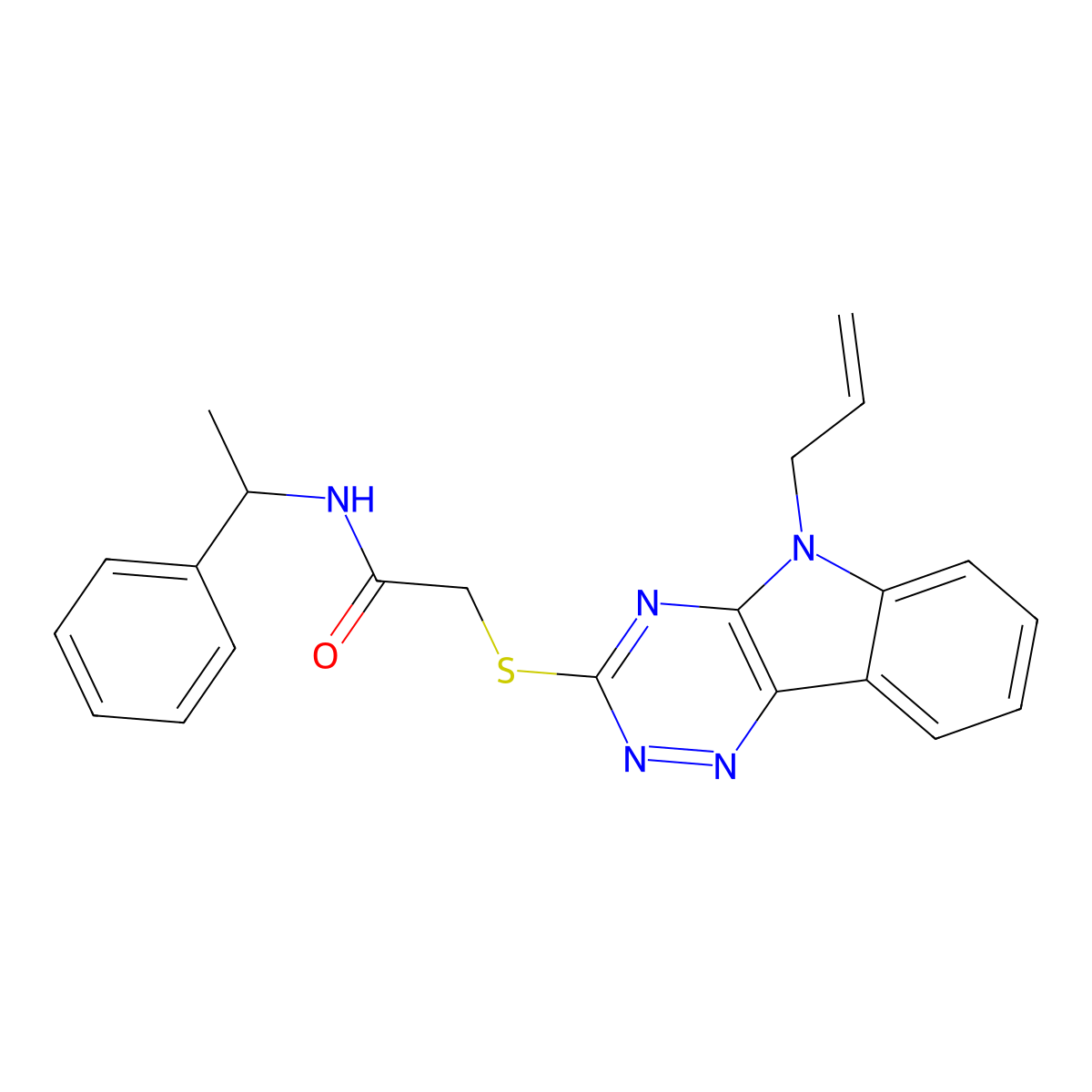 N-(1-phenylethyl)-2-[(5-prop-2-enyl-[1,2,4]triazino[5,6-b]indol-3-yl)sulfanyl]acetamide molecular structure, CAS 330555-45-8