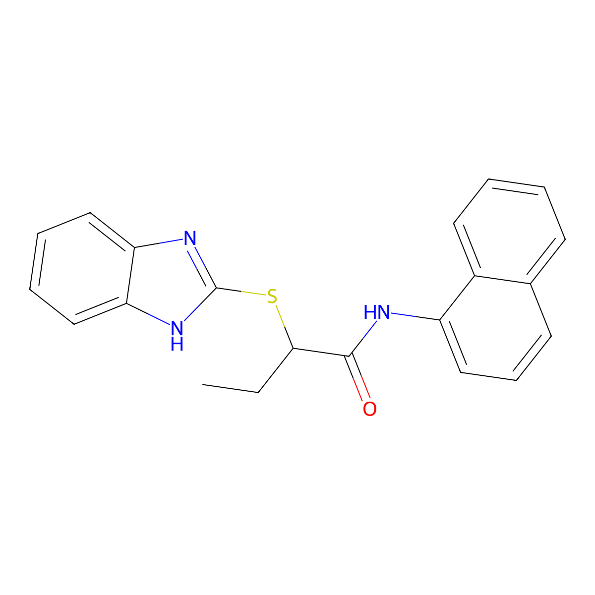2-(1H-benzimidazol-2-ylsulfanyl)-N-naphthalen-1-ylbutanamide molecular structure, CAS 330555-54-9
