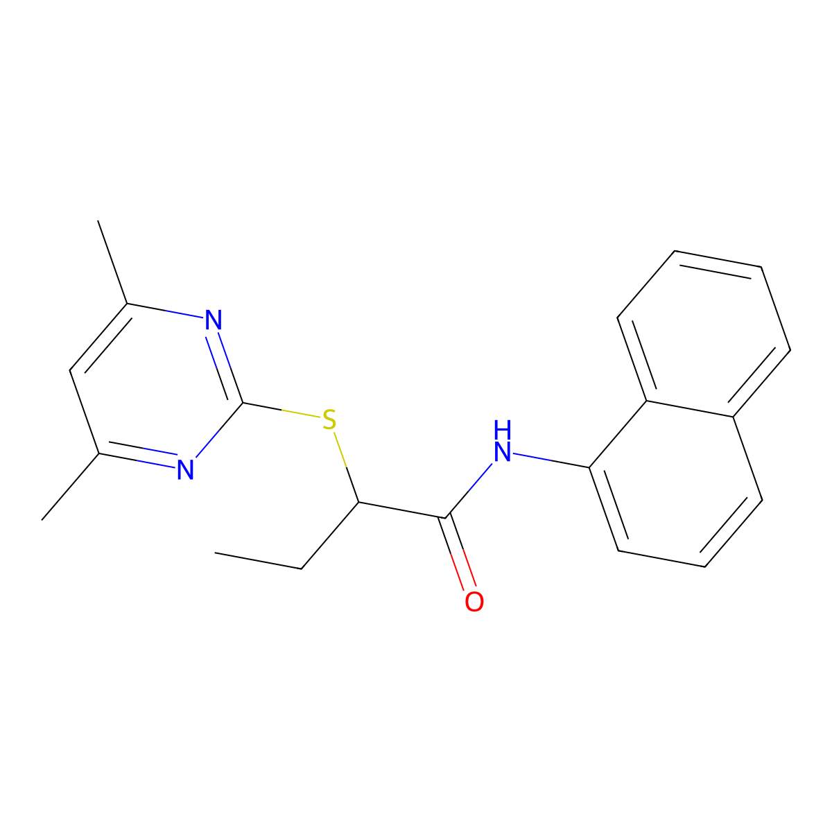 2-(4,6-dimethylpyrimidin-2-yl)sulfanyl-N-naphthalen-1-ylbutanamide molecular structure, CAS 330555-61-8