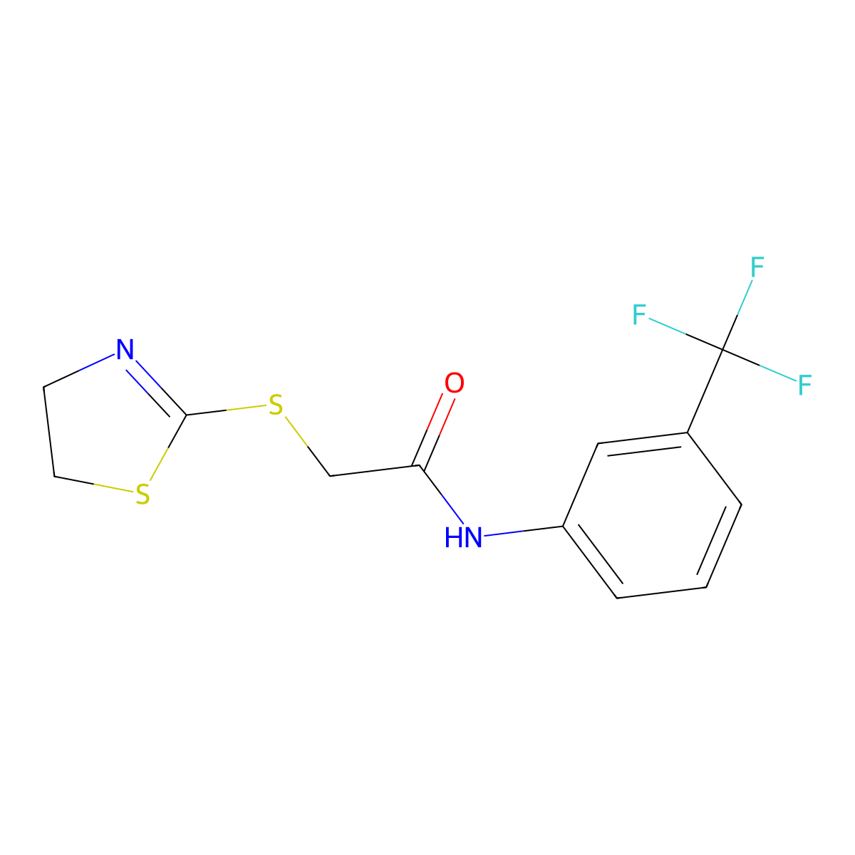 2-(4,5-dihydro-1,3-thiazol-2-ylsulfanyl)-N-[3-(trifluoromethyl)phenyl]acetamide molecular structure, CAS 330555-66-3