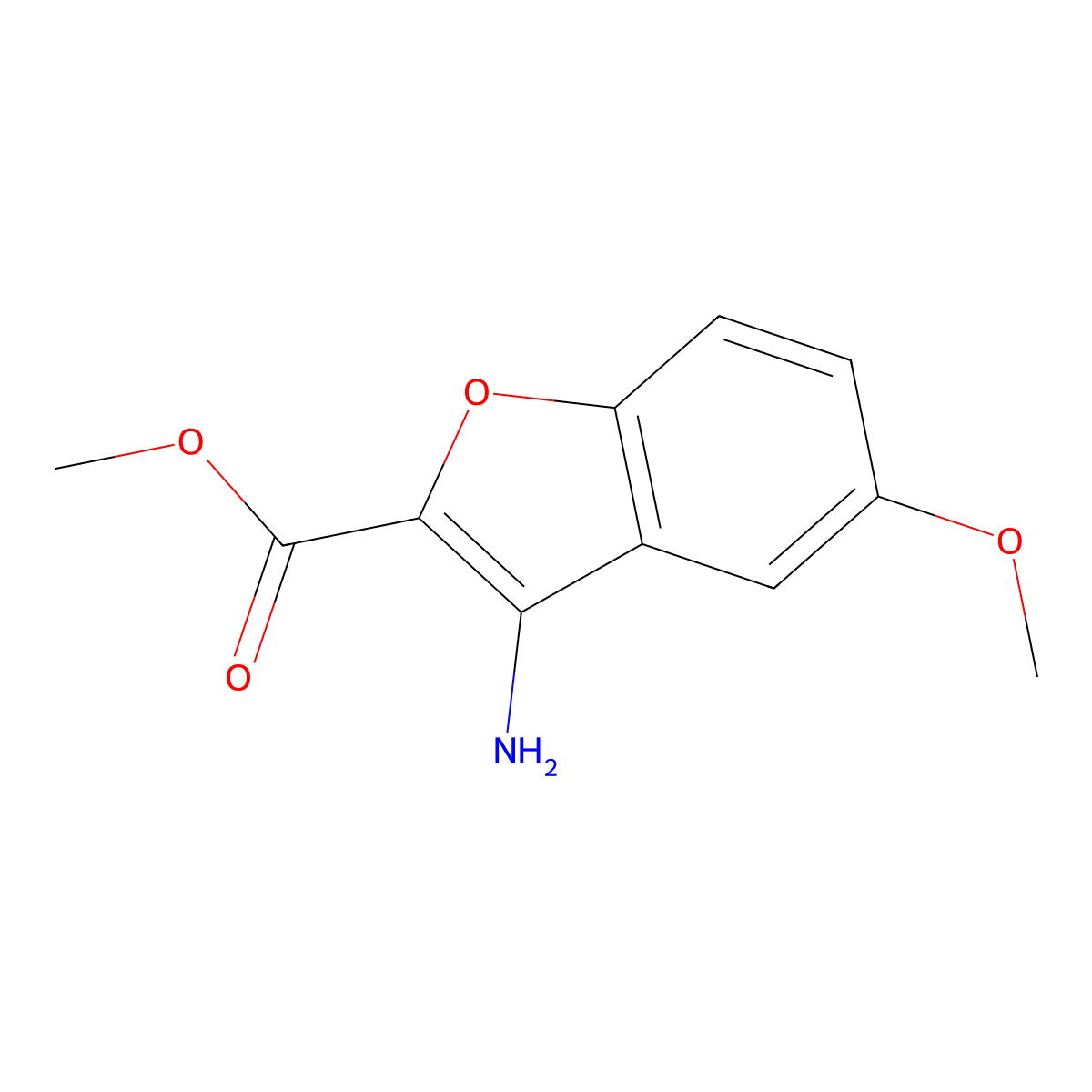 Methyl 3-amino-5-methoxy-1-benzofuran-2-carboxylate molecular structure, CAS 330555-73-2