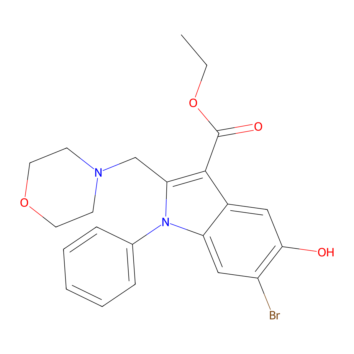 Ethyl 6-bromo-5-hydroxy-2-(morpholin-4-ylmethyl)-1-phenylindole-3-carboxylate molecular structure, CAS 330556-83-7