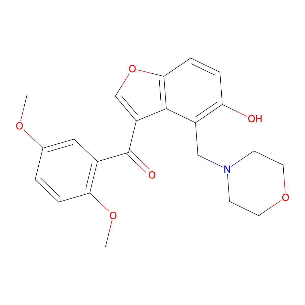 (2,5-Dimethoxy-phenyl)-(5-hydroxy-4-morpholin-4-ylmethyl-benzofuran-3-yl)-methanone molecular structure, CAS 330556-89-3