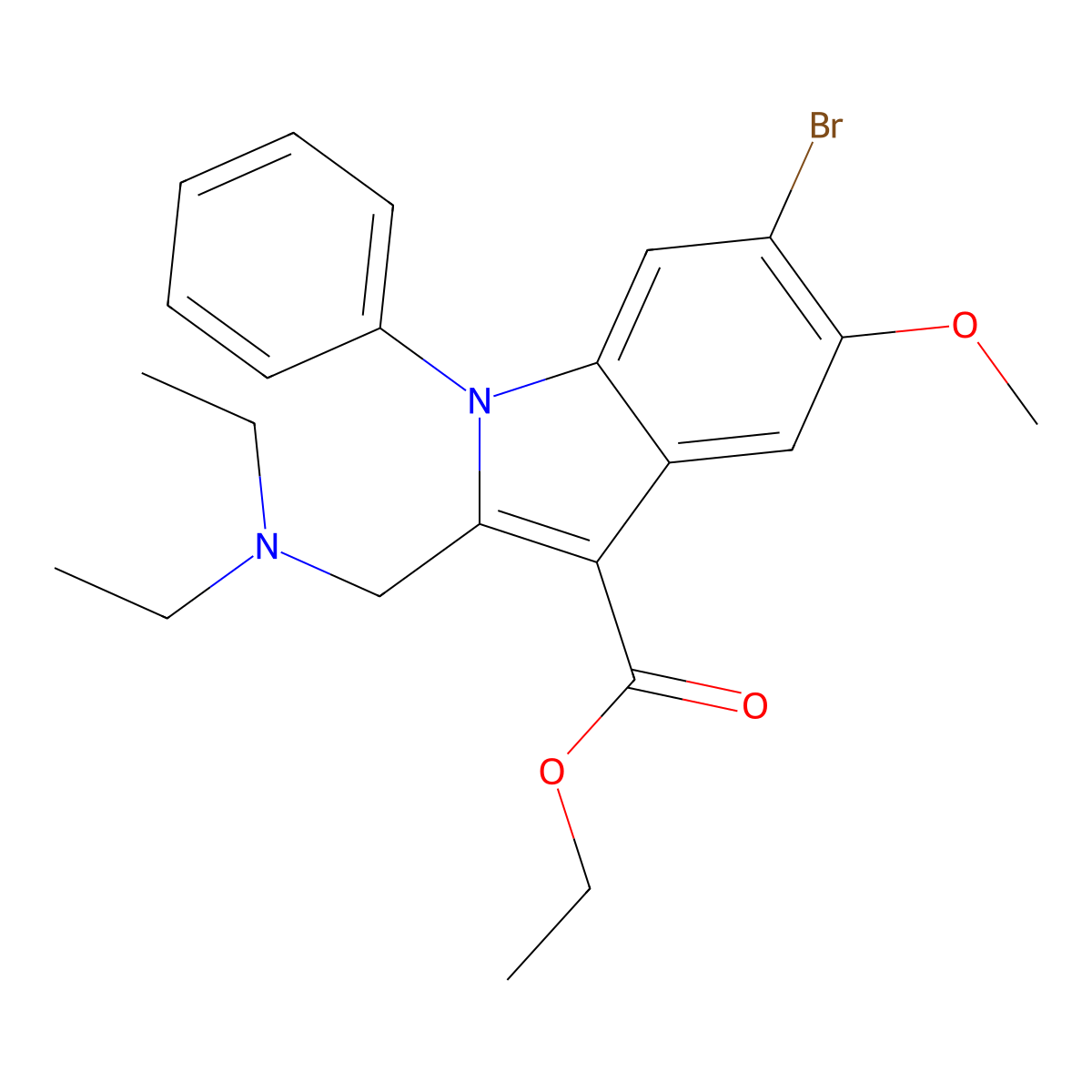 ethyl 6-bromo-2-[(diethylamino)methyl]-5-methoxy-1-phenyl-1H-indole-3-carboxylate molecular structure, CAS 330557-01-2