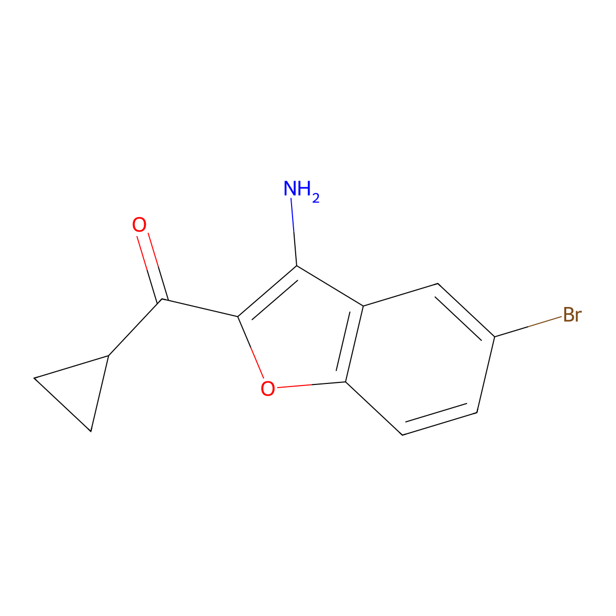 (3-Amino-5-bromo-1-benzofuran-2-yl)(cyclopropyl)methanone molecular structure, CAS 330557-05-6