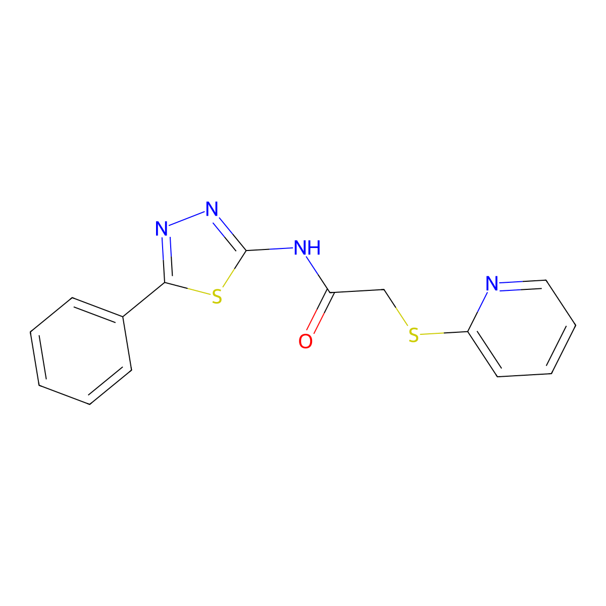 N-(5-phenyl-1,3,4-thiadiazol-2-yl)-2-pyridin-2-ylsulfanylacetamide molecular structure, CAS 330557-35-2