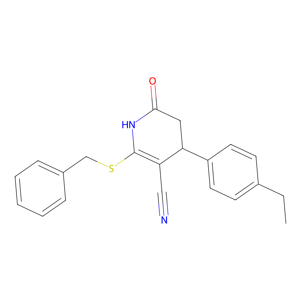 6-benzylsulfanyl-4-(4-ethylphenyl)-2-oxo-3,4-dihydro-1H-pyridine-5-carbonitrile molecular structure, CAS 330557-67-0