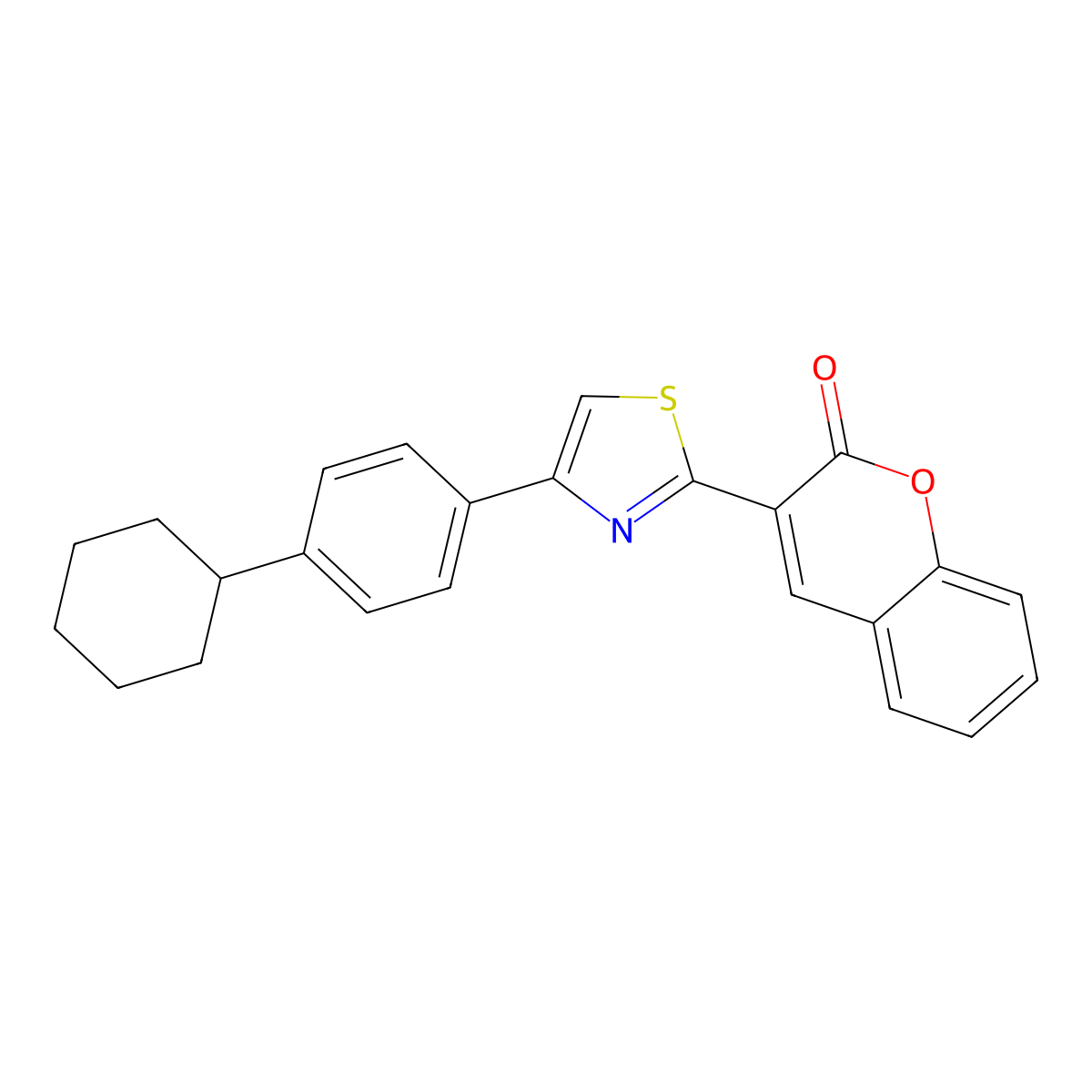 3-(4-(4-cyclohexylphenyl)thiazol-2-yl)-2H-chromen-2-one molecular structure, CAS 330557-82-9