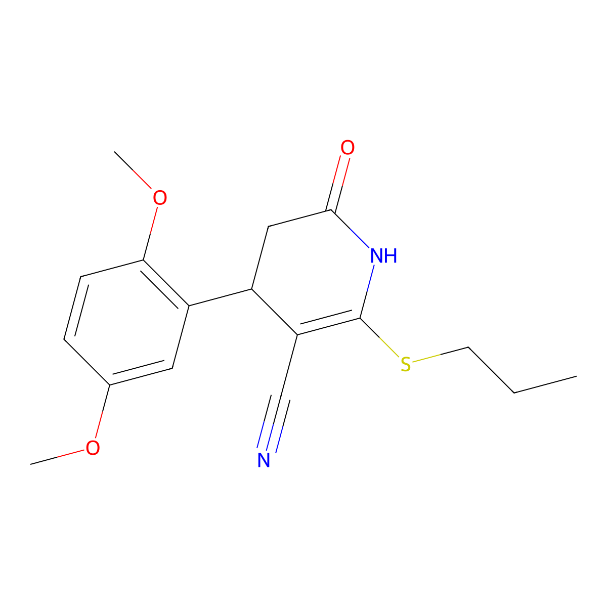 4-(2,5-Dimethoxyphenyl)-6-oxo-2-(propylsulfanyl)-1,4,5,6-tetrahydropyridine-3-carbonitrile molecular structure, CAS 330557-83-0