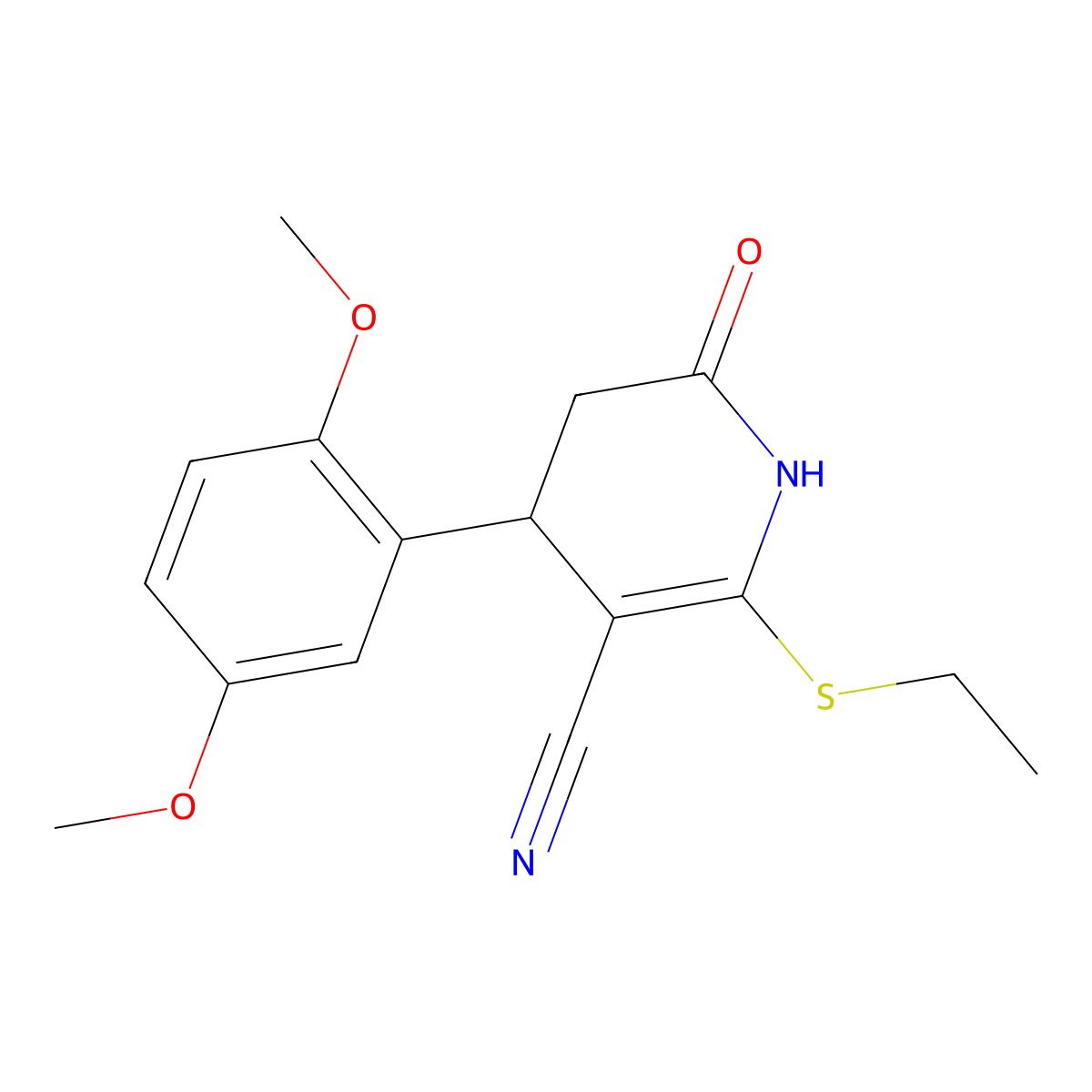 4-(2,5-dimethoxyphenyl)-6-ethylsulfanyl-2-oxo-3,4-dihydro-1H-pyridine-5-carbonitrile molecular structure, CAS 330557-84-1