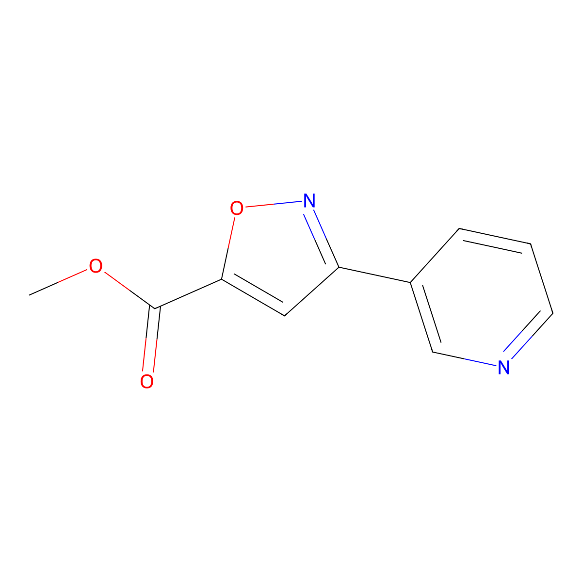 Methyl 3-(pyridin-3-yl)-1,2-oxazole-5-carboxylate molecular structure, CAS 330558-59-3
