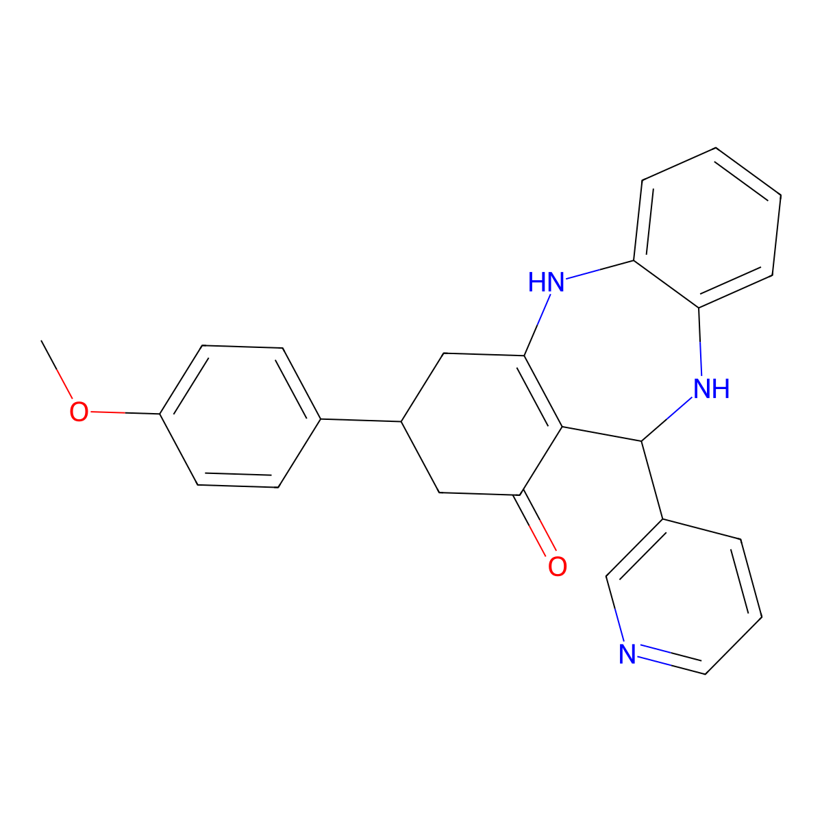 9-(4-Methoxyphenyl)-6-pyridin-3-yl-5,6,8,9,10,11-hexahydrobenzo[b][1,4]benzodiazepin-7-one molecular structure, CAS 330558-65-1