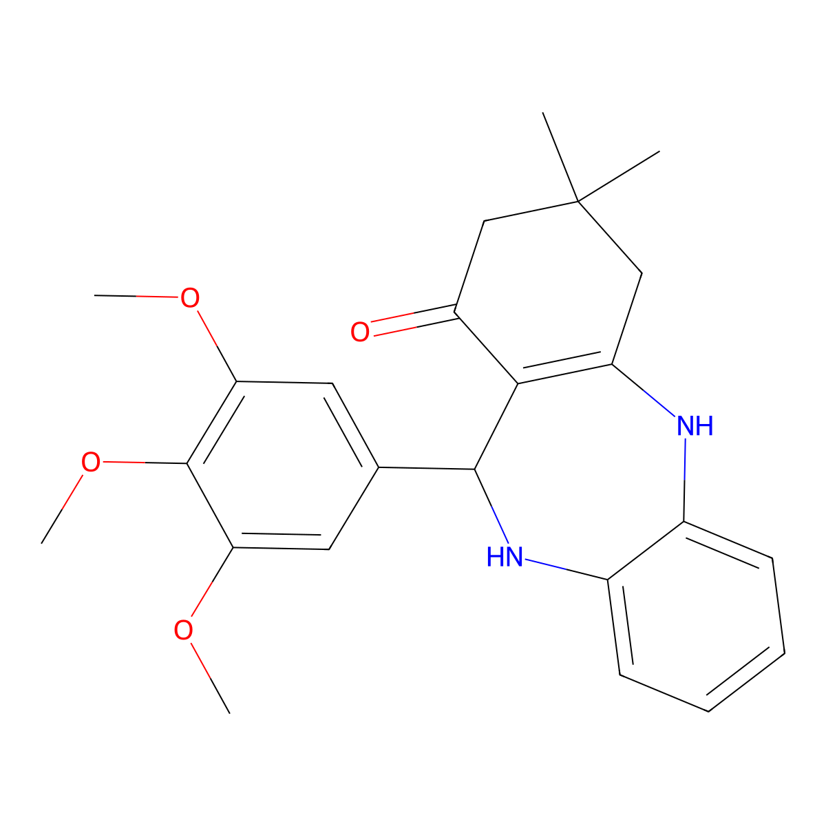 3,3-dimethyl-11-(3,4,5-trimethoxyphenyl)-2,3,4,5,10,11-hexahydro-1H-dibenzo[b,e][1,4]diazepin-1-one molecular structure, CAS 330558-69-5