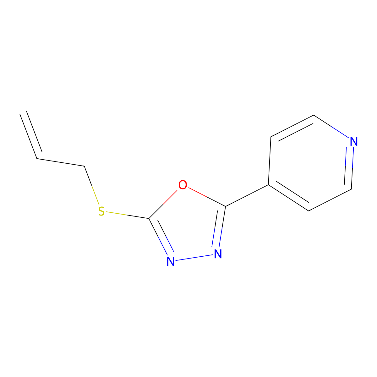 2-(Allylthio)-5-(pyridin-4-yl)-1,3,4-oxadiazole molecular structure, CAS 330558-96-8